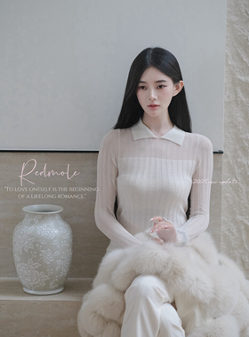 Redmole【柔雅白茶】细支桑蚕丝欧根纱羊毛混纺｜原创设计针织衫