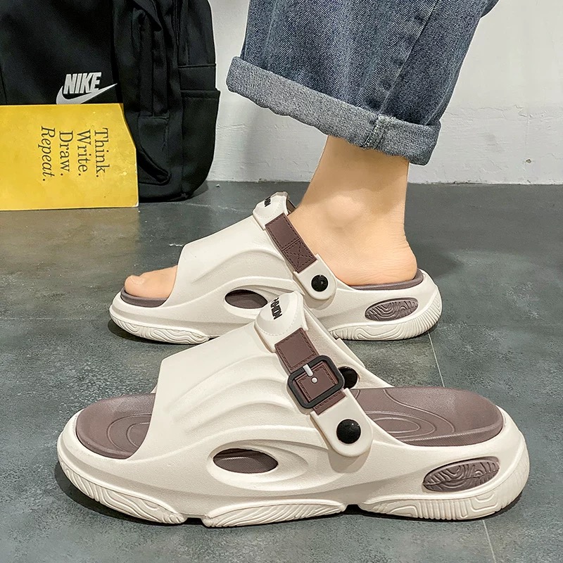 外穿运动时尚拼色厚底一字拖