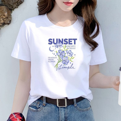 白色短袖t恤女圆领纯棉2026春夏季新款韩版百搭正肩显瘦上衣打底