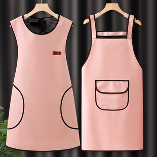 时尚 pu皮革围裙女家用厨房防水防油冬季 洋气工作服男定制logo印字