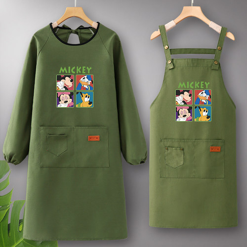 定制印字红色长袖围裙时尚罩衣