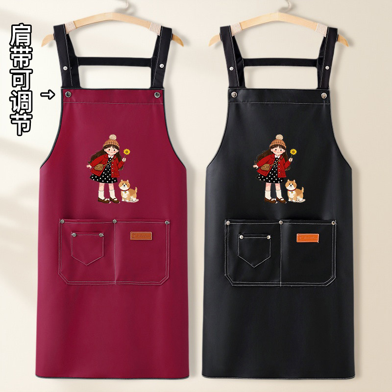 咖啡师围裙厨房家用pu工作服女简约上班专用2026新款防水防油定制