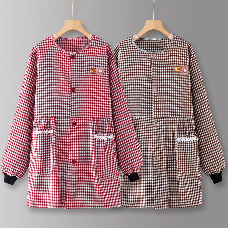 长袖纯棉罩衣2023新款网红围裙