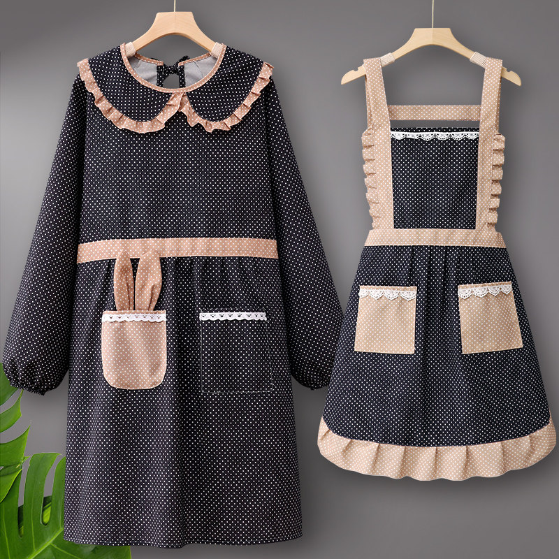 长袖纯棉罩衣家用厨房工作服女