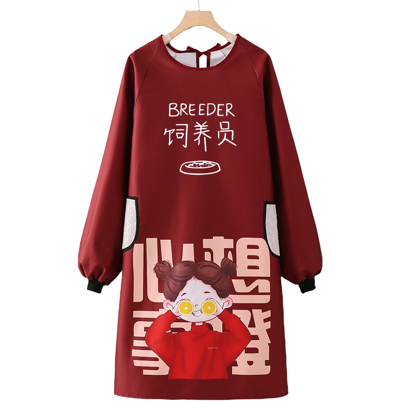 定制印字长袖防水围裙时尚罩衣