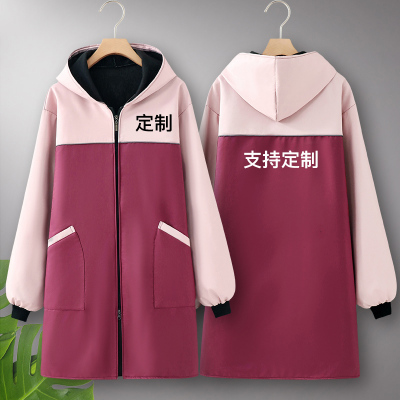 工作围裙长袖防油防水年轻款定制logo印字做饭罩衣女冬季加绒加厚