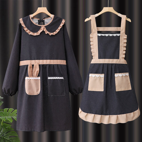 长袖围裙家用厨房纯棉罩衣