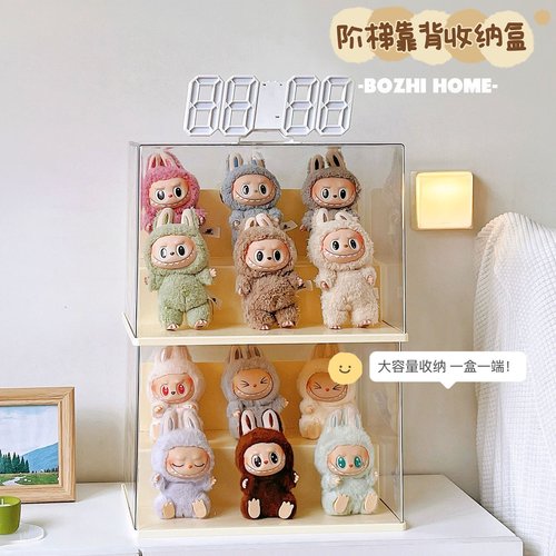 labubu展示盒透明阶梯拉布布挂件娃娃手办展示柜子盲盒收纳展示架