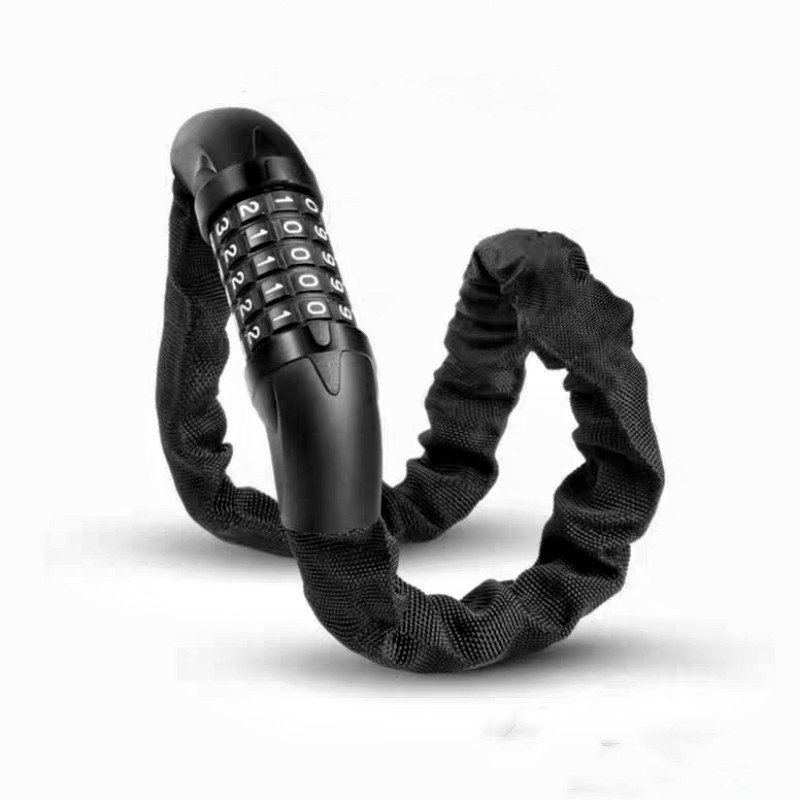 自行车锁五位密码链条锁山地公路车防盗锁钢丝锁布链锁链子锁