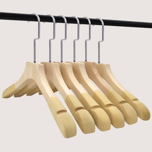 植绒实木衣撑成人加粗木质无痕防滑衣挂儿童裤夹子女装服装店衣架