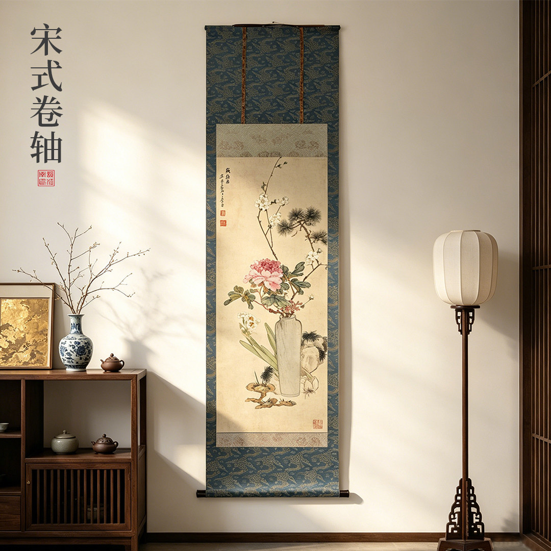宋氏装裱卷轴挂画茶室玄关餐厅国画作品字画古画山水画装饰画道具