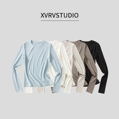XVRV圆领打底衫慵懒风休闲百搭衣
