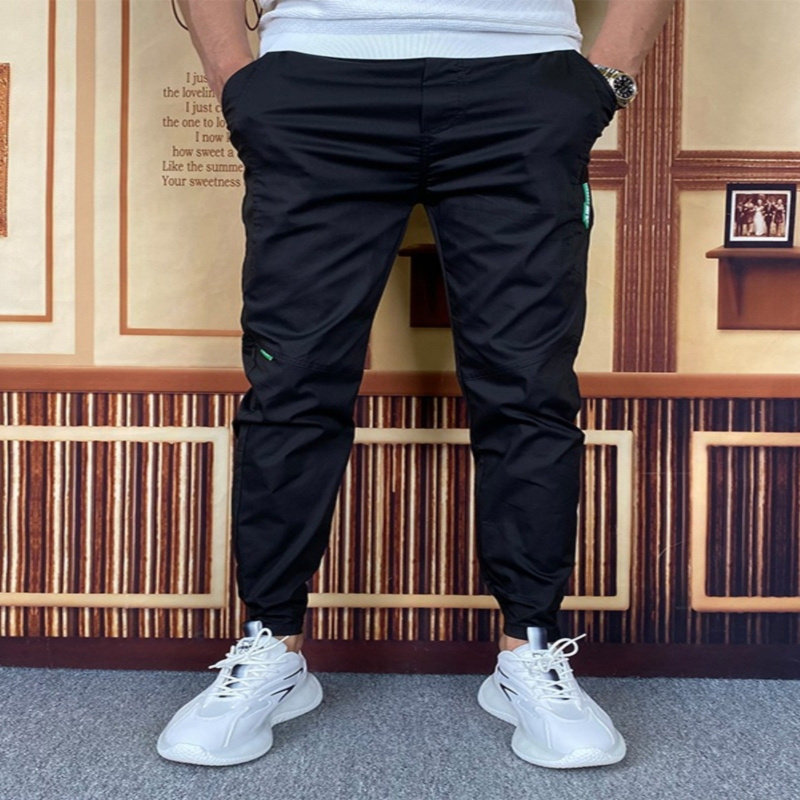 春夏季薄款休闲裤男裤子男款2024百搭弹力青少年小脚工装裤束脚裤
