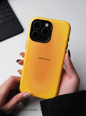 starry原创保持气质韩国菲林二合一适用iPhone17promax苹果14进口圆边15磨砂16高级感防摔手机壳黄色系简约
