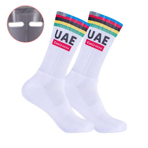 UAE Aero气动反光公路车运动骑行袜环法意专业队版男女中长筒透气