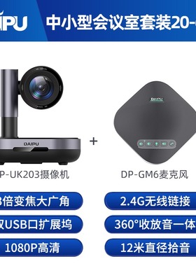 戴浦UK203+GM6视频会议摄像头高清广角云台变焦2.4G无线麦克风