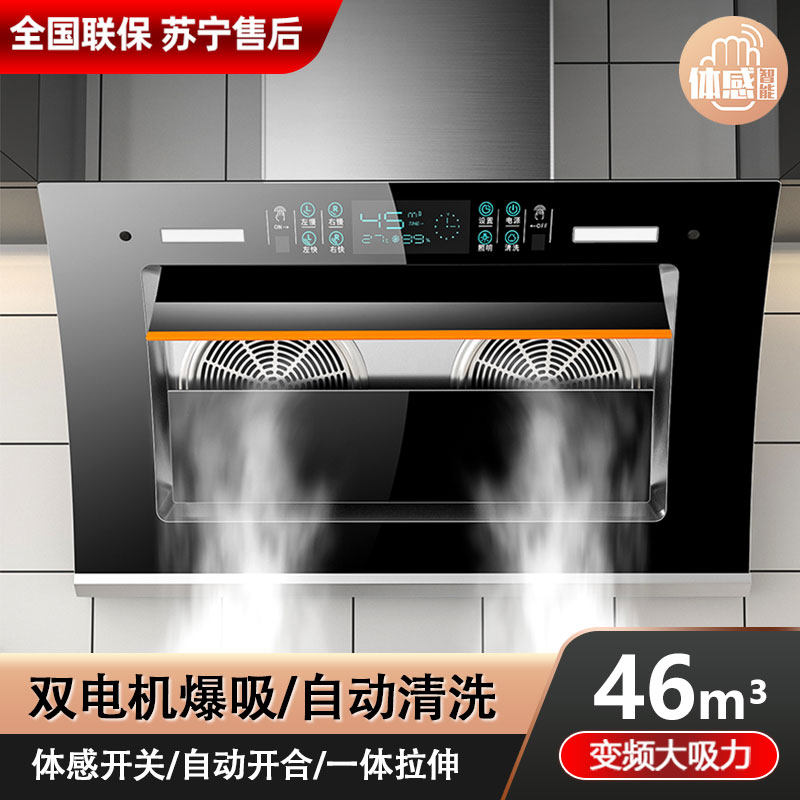 抽油烟机家用厨房大吸力侧吸式油烟机双电机油烟机灶具一套