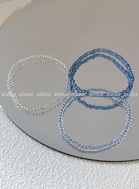 zizicz女细闪灌银米珠弹力叠戴超仙百搭手链闺蜜学生礼物串珠饰品