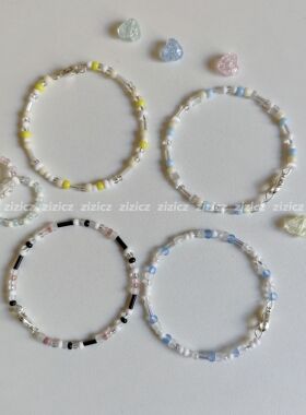 zizicz原创新低饱和度小众串珠手链可爱清新糖果色少女心配饰