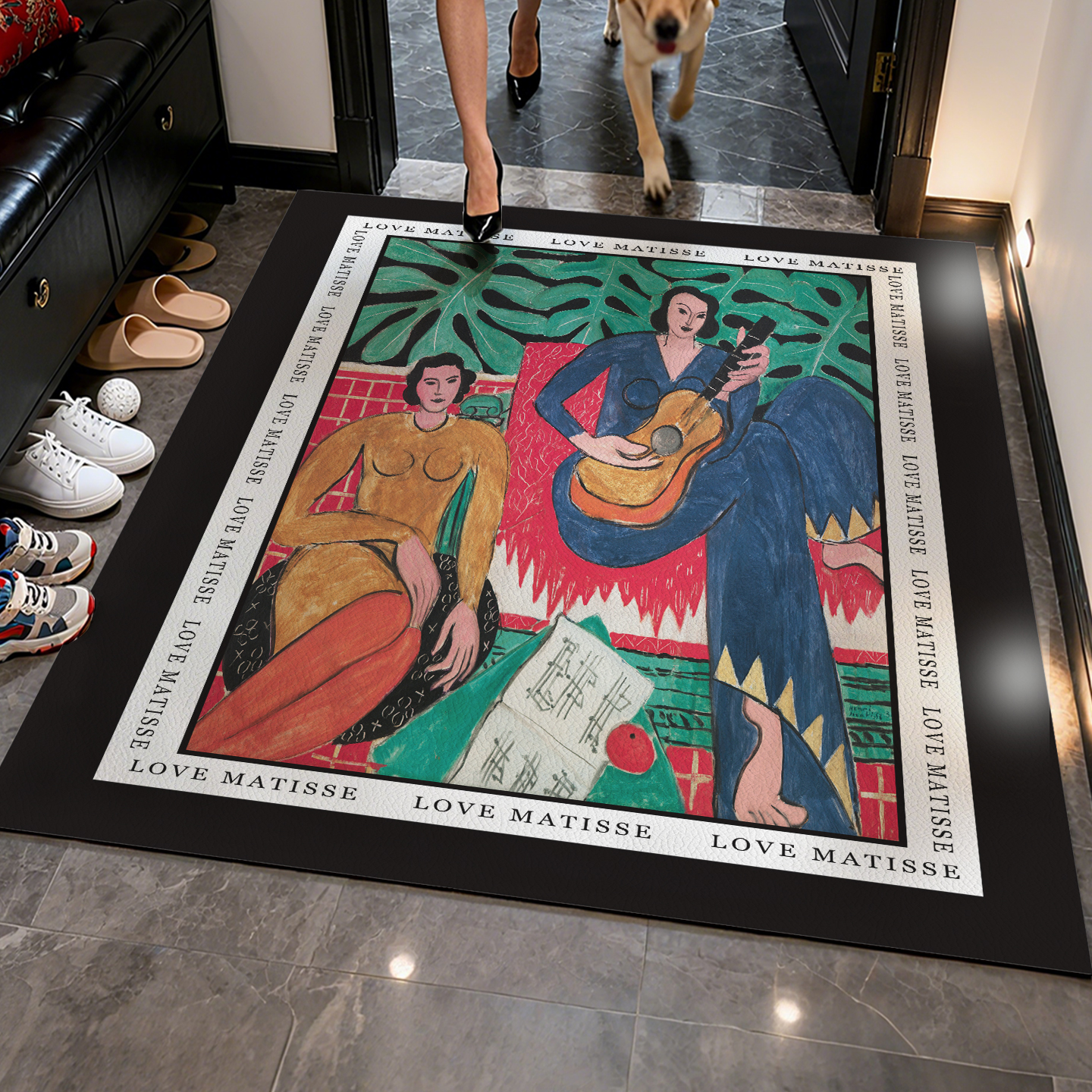 蝉舒眠美式复古插画吸水防滑地垫