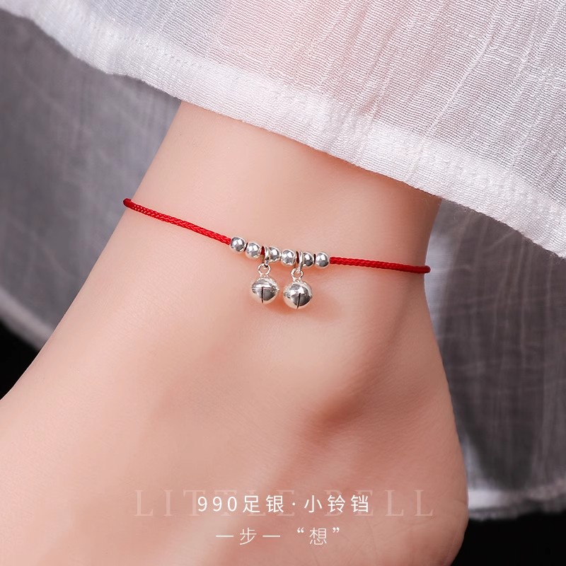 纯银铃铛有声儿童脚链女童一步一响婴儿小宫铃脚环女2025新款足链