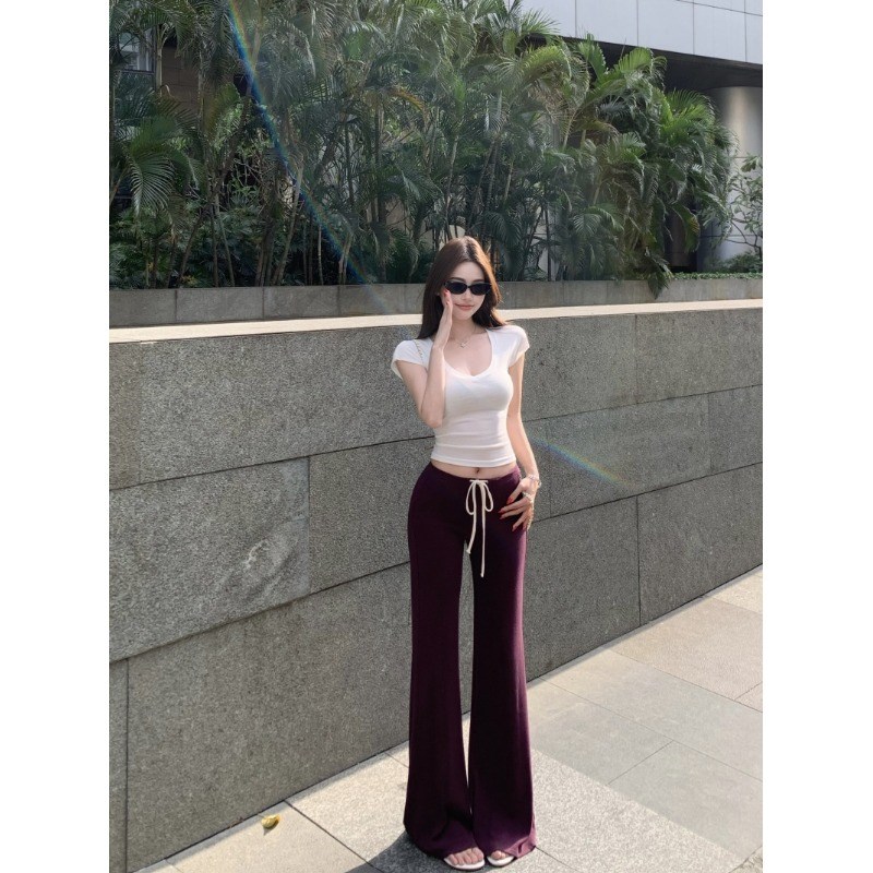 纯欲风薄款微透T恤女夏季2025新款米白色紧身短袖v领短款露脐上衣