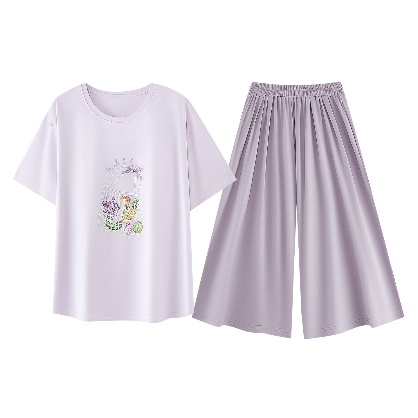 新款睡衣带胸垫纯棉七分裤裙短袖夏季宽松款中年妇女套装家居服