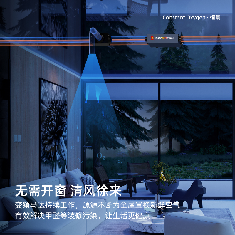 新风系统家用全屋通风换气空气净化器办公室静音双向流新风机商用