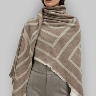 Toteme围巾秋冬新款 几何方巾羊毛羊绒围脖大披肩两用加厚保暖 经典