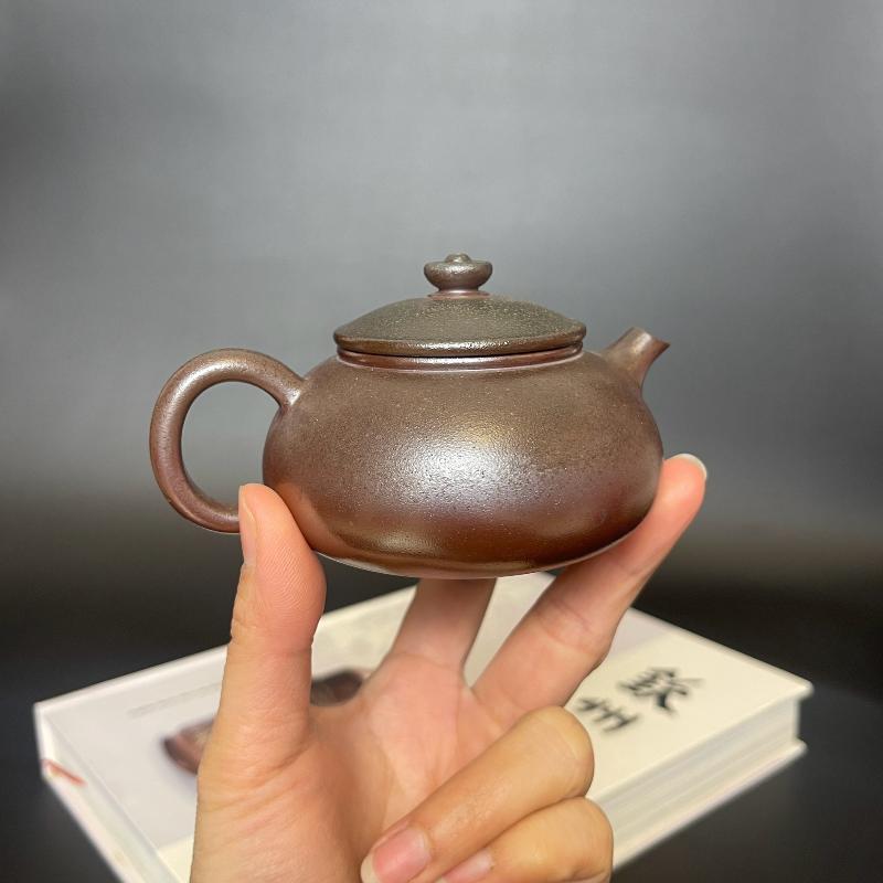 柴烧捡漏坭兴陶寒江茶壶球孔手工