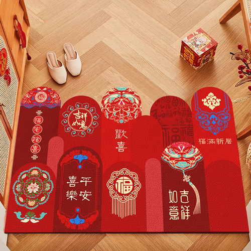 中式红色防水防油一擦即净玄关