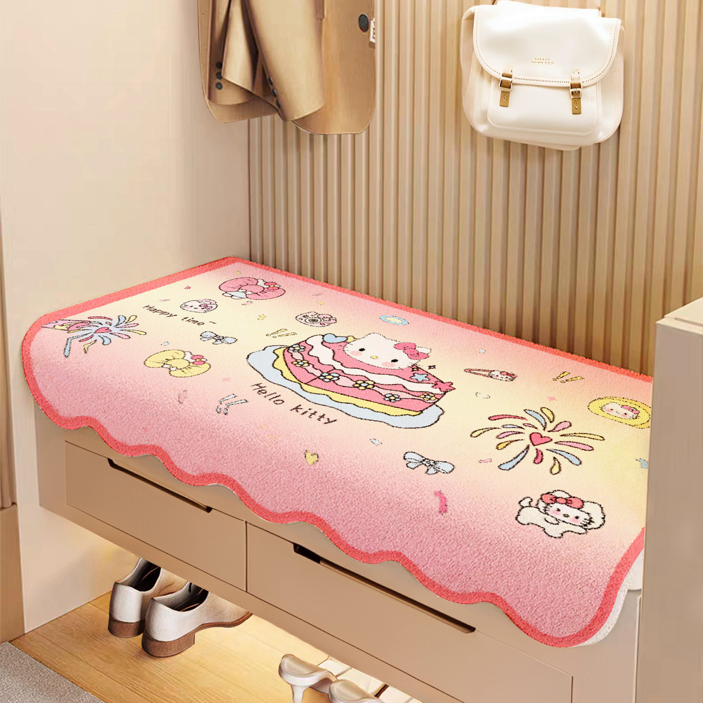 入户玄关毛绒坐垫四季通用凳子垫