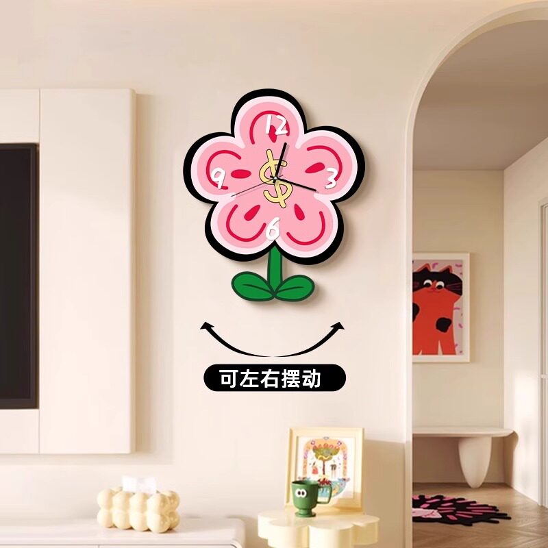 多巴胺创意钟表客厅装饰画卧室餐厅背景墙挂钟时钟2025新款带灯画