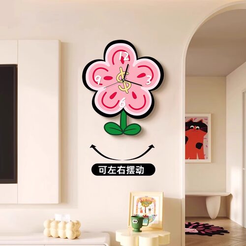 多巴胺创意钟表客厅装饰画卧室餐厅背景墙挂钟时钟2025新款带灯画