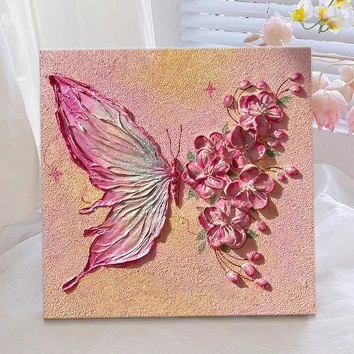 客厅卧室ins风蝴蝶肌理挂画摆画