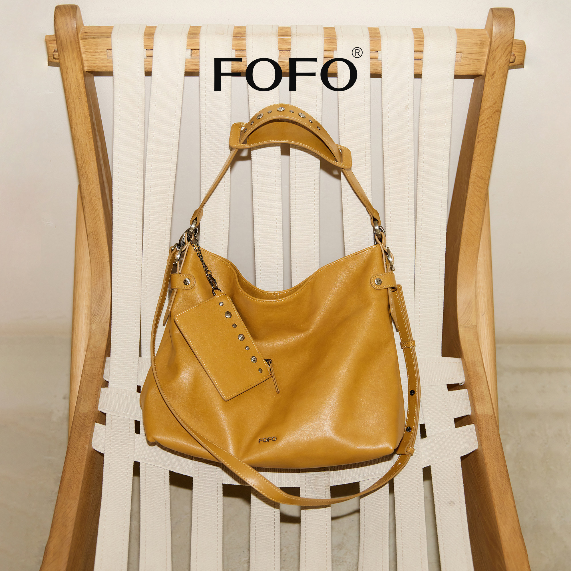 【沈姿润同款】FOFO鞣光流浪包头层植鞣牛皮大容量单肩斜挎托特包,箱包皮具/热销女包/男包,通用款女包,淘宝优惠券,粉丝福利购,淘宝优惠卷