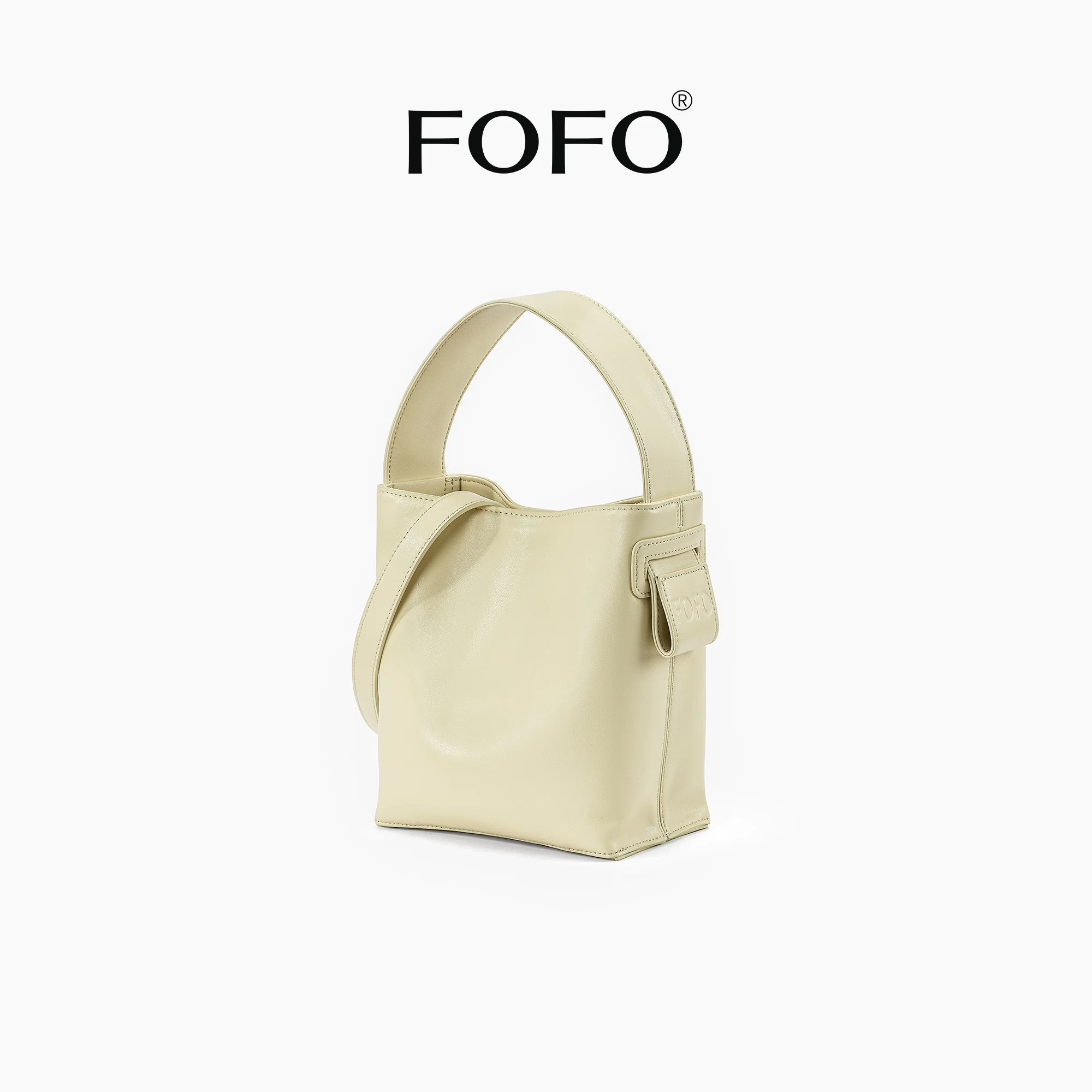 FOFO小号树洞包女原创小众设计师包包帆布拼接牛皮mini斜挎水桶包