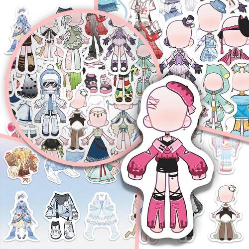 183贴免服服设oc绘画素材贴纸二次元创意服饰设计参考临摹贴画DIY