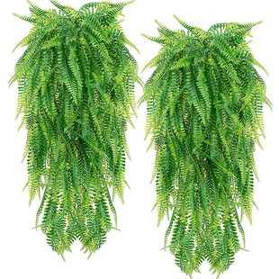 跨境人造壁挂 人造植物波士顿蕨类 假藤蔓挂常春藤装饰绿色植物