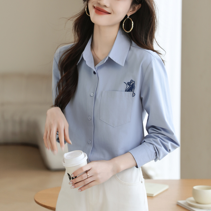 白领哥弟新纯色翻领百搭长袖衬衫