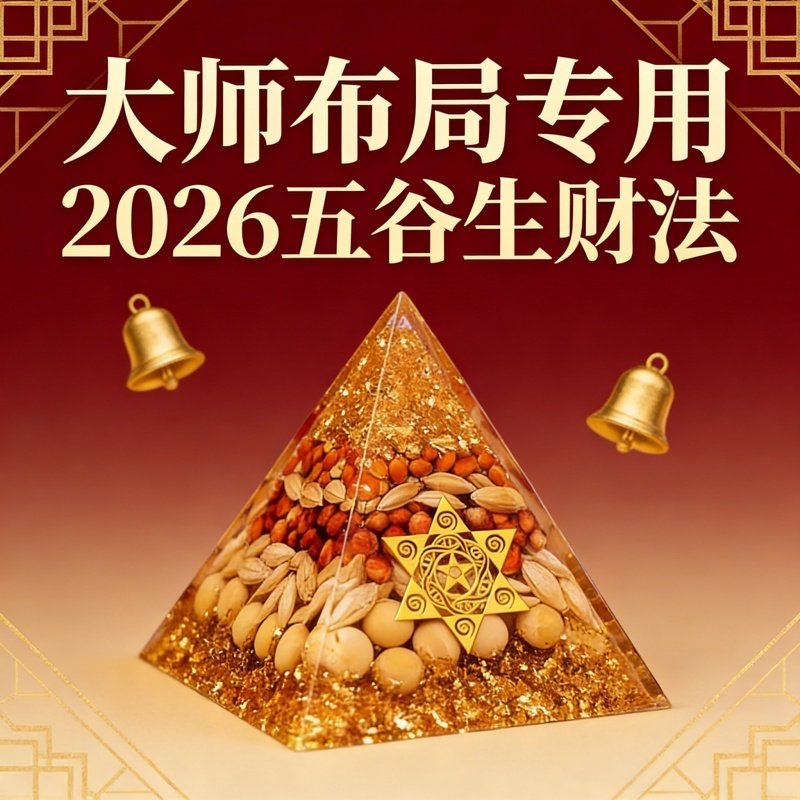 2026马年五谷生财法水晶金字塔摆件大师布局专用招财桌面摆件中式,家居饰品,国学摆件,淘宝优惠券,粉丝福利购,淘宝优惠卷