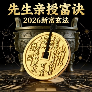 2026新富玄法合金铜钱吊坠男女通用金色挂件平安项链项坠招财古法