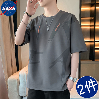 NASA圆领冰丝短袖上衣t恤男薄款