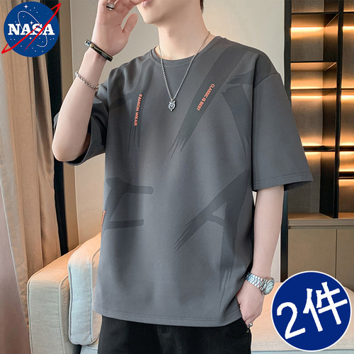NASA圆领冰丝短袖上衣t恤男薄款