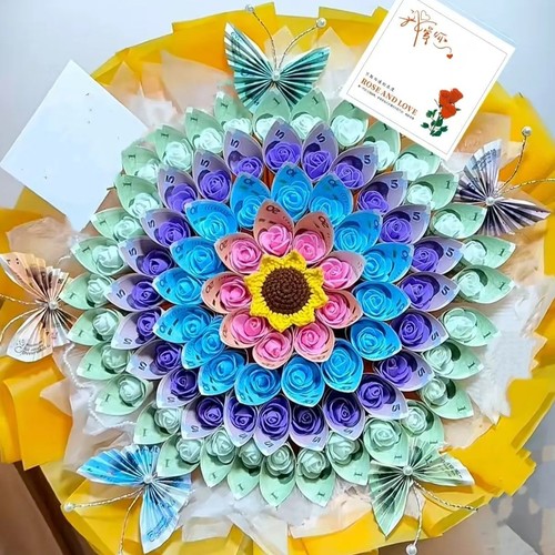新款玫瑰花有钱花包好成品花束壳diy自制礼物材料包情人节七夕