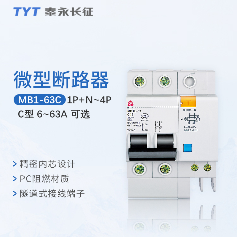 TYT泰永长征MB1L-63L长九C型漏电保护开关家用空气开关带漏电保