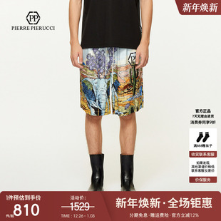 25夏季 舒适百搭五分裤 新款 休闲短裤 彩色风景花版 PP意大利轻奢男装