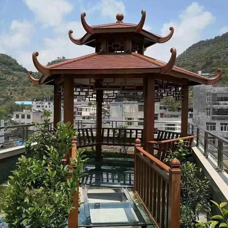 仿古四角六角实木亭子防腐木凉亭户外庭院加厚新中式室外别墅花园