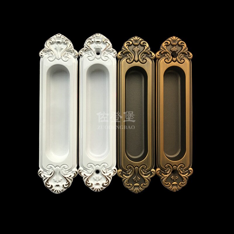 锌合金移门拉手嵌入暗藏隐形移门推拉门拉手衣柜门开槽黑色把手