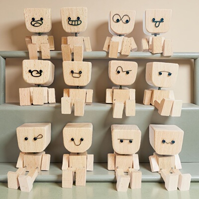 跨境新品Shaking Wooden Man Figurine可活动得源头工厂抖腿木头